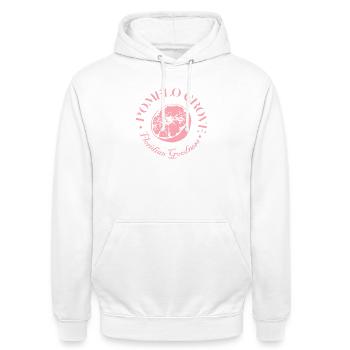 Rosa Zitrusfrüchte Umarmung Design - Unisex Hoodie - Weiß - Vorne - AI Model Male 185 dark (185cm) & AI Model Female 172 dark (172cm)