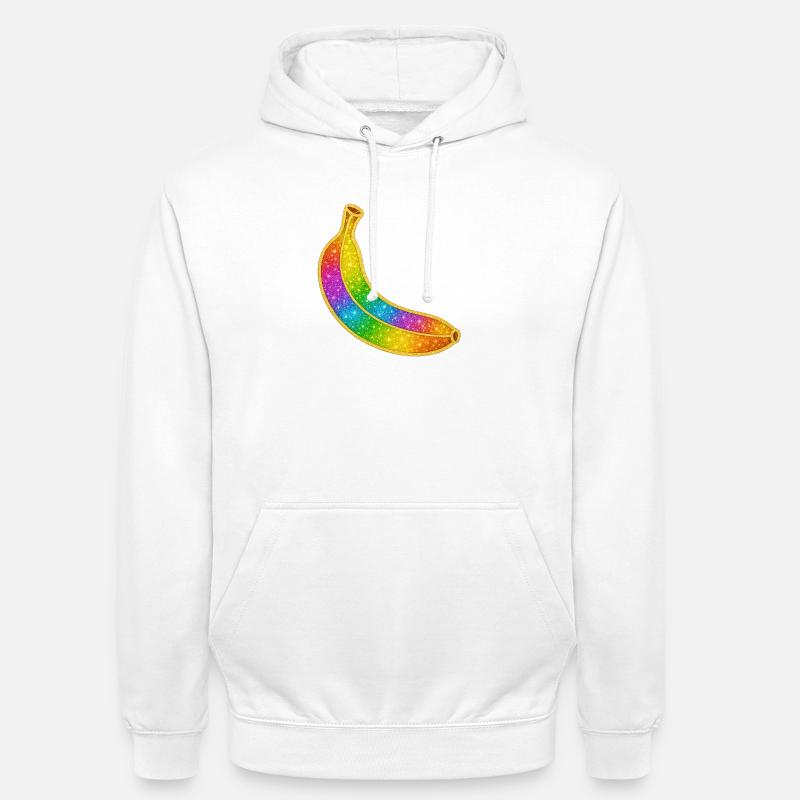 Regenbogen Glitzer-Banane - Unisex Hoodie - Weiß