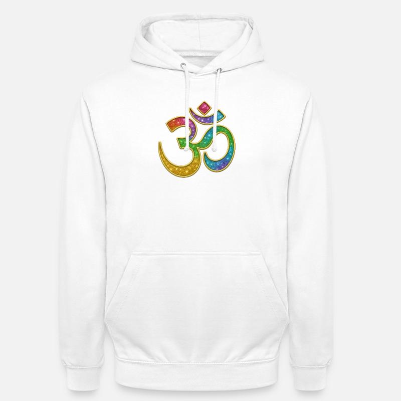 Rainbow Om symbol in glitter design - Unisex Hoodie - white