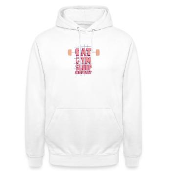 Slogan décoratif de fitness avec haltère - Sweat-shirt à capuche unisexe - blanc - Devant - AI Model Male 185 dark (185cm) & AI Model Female 172 dark (172cm)