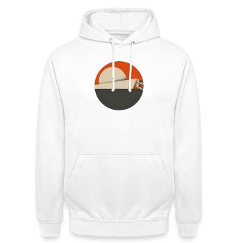 Abendrot Mit Geometrischem Minimalismus - Unisex Hoodie - Weiß - Vorne - AI Model Male 185 dark (185cm) & AI Model Female 172 dark (172cm)