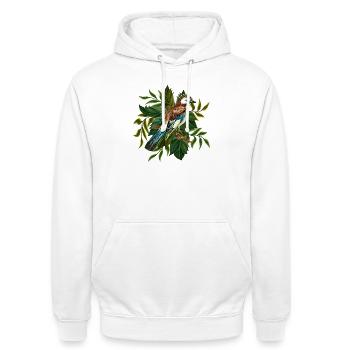 Bunter Vogel - Unisex Hoodie - Weiß - Vorne - AI Model Male 185 dark (185cm) & AI Model Female 172 dark (172cm)