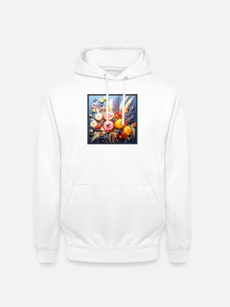 Autumnal Floral Bouquet Embroidery Tapestry - Unisex Hoodie - white
