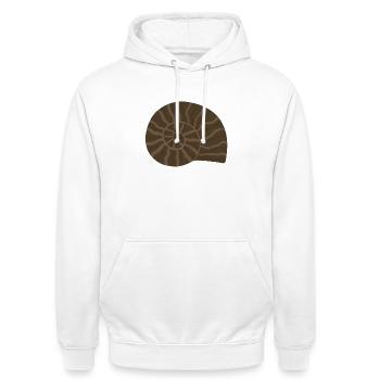 Elegantes Ammonit Fossil Muster Design - Unisex Hoodie - Weiß - Vorne - AI Model Male 185 dark (185cm) & AI Model Female 172 dark (172cm)