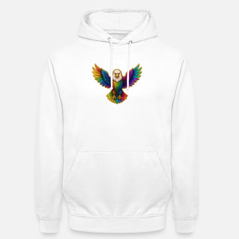 Art de l’aile d’aigle arc-en-ciel - Sweat-shirt à capuche unisexe - blanc