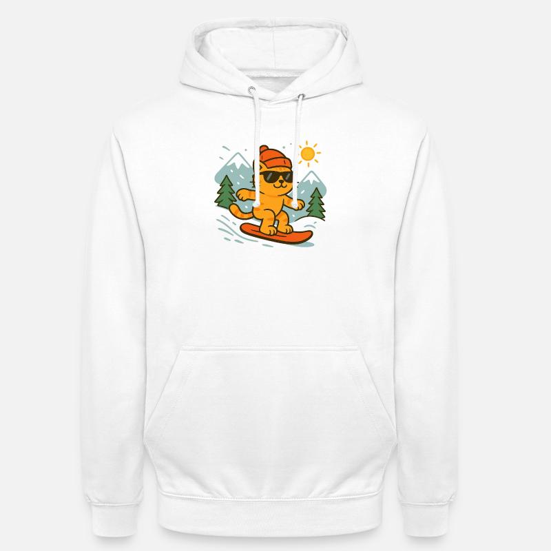 Chat surfeur des cimes en soleil - Sweat-shirt à capuche unisexe - blanc