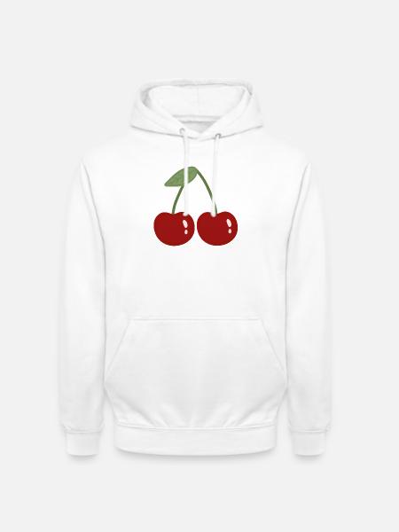 Twin Cherry Illustration - Unisex Hoodie - white