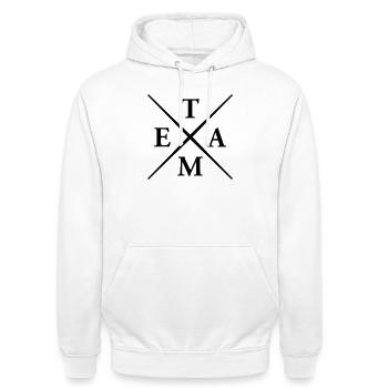 Équipe - Sweat-shirt à capuche unisexe - blanc - Devant - AI Model Male 185 dark (185cm) & AI Model Female 172 dark (172cm)