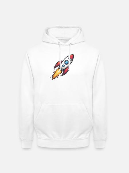 Cartoon Rocket Lightning Force - Unisex Hoodie - white