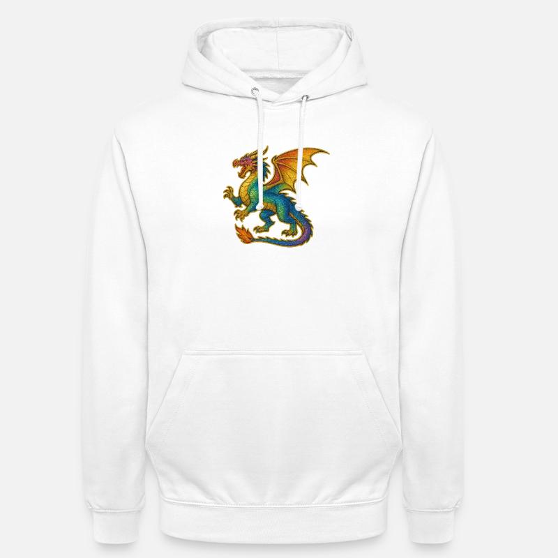 Regenbogen Glitzerdrache - Unisex Hoodie - Weiß