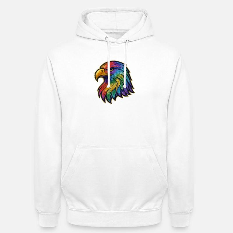 Rainbow Eagle Head Patch - Unisex Hoodie - white