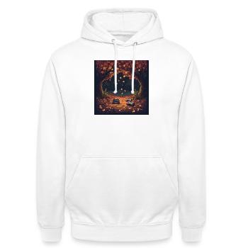 Pixel Autumn Leaves - Unisex Hoodie - Weiß - Vorne - AI Model Male 185 dark (185cm) & AI Model Female 172 dark (172cm)