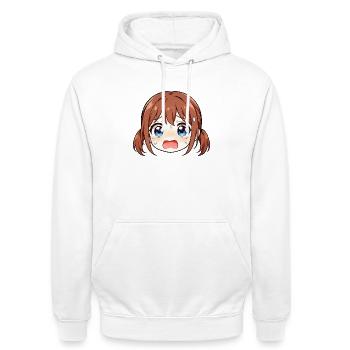 Weeping Manga Face - Unisex Hoodie - white - Front - AI Model Male 185 dark (185cm) & AI Model Female 172 dark (172cm)