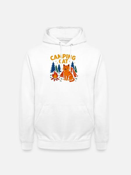 Campingkatze am Lagerfeuer - Unisex Hoodie - Weiß