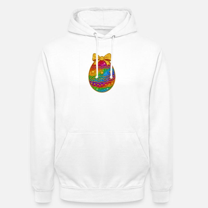 Rainbow Glitter Egg with Bow - Unisex Hoodie - white