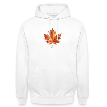 Herbstblatt - Cooles Low-Poly-Logo - Unisex Hoodie - Weiß - Vorne - AI Model Male 185 dark (185cm) & AI Model Female 172 dark (172cm)