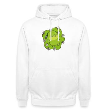 Little Green Floral Creature - Unisex Hoodie - white - Front - AI Model Male 185 dark (185cm) & AI Model Female 172 dark (172cm)
