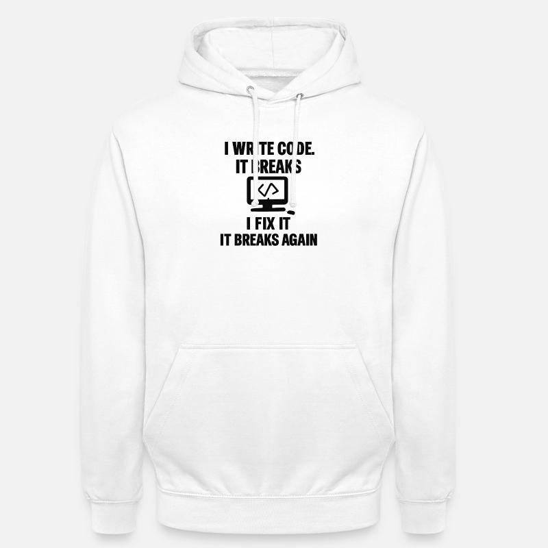 I Write Code – Funny Programmer T-Shirt - Unisex Hoodie - white