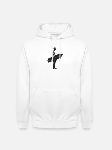 Surfer - Cool Silhouette Logo - Unisex Hoodie - white