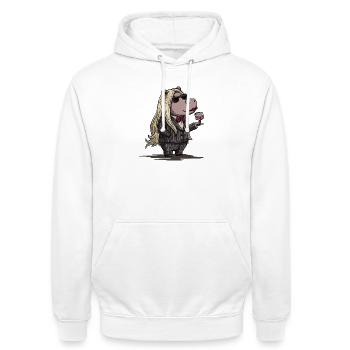 Stylish Gangster Hippo - Unisex Hoodie - Weiß - Vorne - AI Model Male 185 dark (185cm) & AI Model Female 172 dark (172cm)