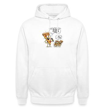 Pizza Comedy Pun – Lustiger Foodie Witz - Unisex Hoodie - Weiß - Vorne - AI Model Male 185 dark (185cm) & AI Model Female 172 dark (172cm)