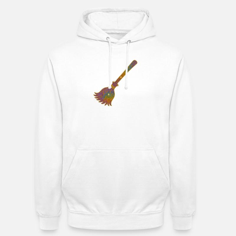 Balai à paillettes arc-en-ciel Magic - Sweat-shirt à capuche unisexe - blanc