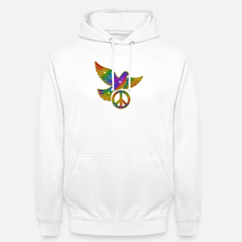 Simbolo della pace della colomba arcobaleno - Felpa con cappuccio unisex - bianco