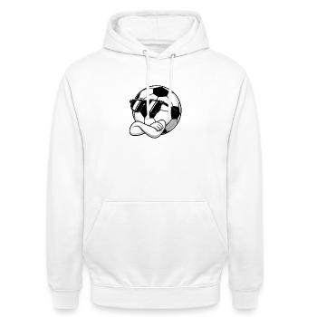 Cooler Fußball - Sportlogo - Unisex Hoodie - Weiß - Vorne - AI Model Male 185 dark (185cm) & AI Model Female 172 dark (172cm)