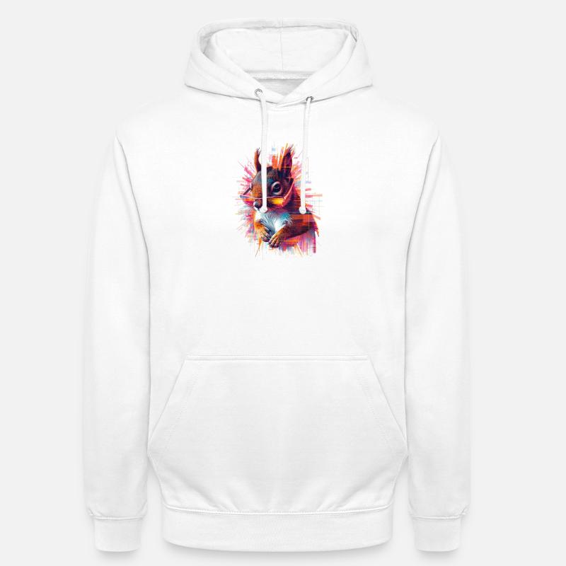 Neon Eichhörnchen mit Sonnenbrille – Glitch Art - Unisex Hoodie - Weiß