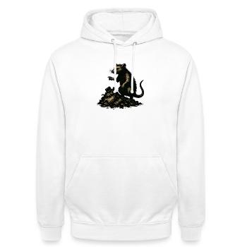 Ratte auf Geröll Gravur - Unisex Hoodie - Weiß - Vorne - AI Model Male 185 dark (185cm) & AI Model Female 172 dark (172cm)