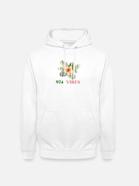 Hibiscus Tropical 974 Vibes - Unisex Hoodie - white
