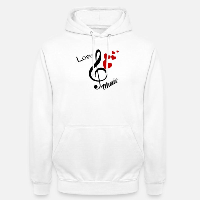 J’adore la musique. Note musicale - Sweat-shirt à capuche unisexe - blanc