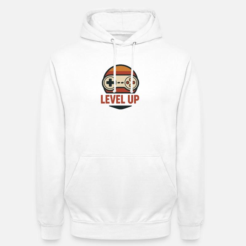 Level Up Retro Controller Graphics - Unisex Hoodie - white