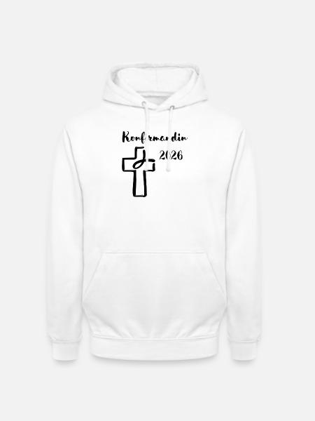 Confirmation 2026 Confirmation Cross and Fish - Unisex Hoodie - white