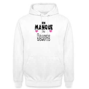 In Need of Beauty - Unisex Hoodie - white - Front - AI Model Male 185 dark (185cm) & AI Model Female 172 dark (172cm)