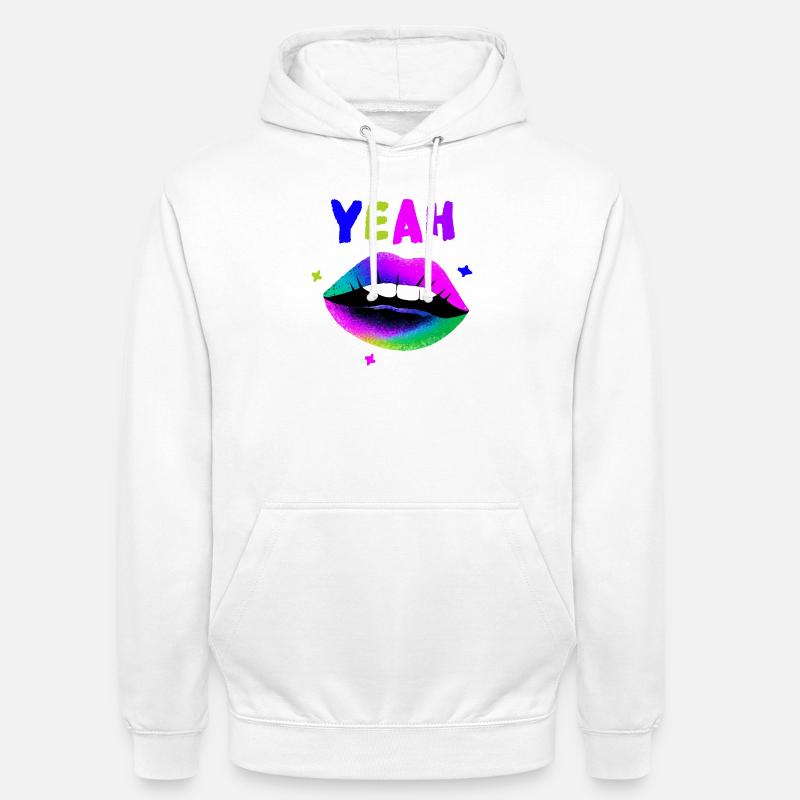 Regenbogen Lippenkunst YEAH Neon Kuss - Unisex Hoodie - Weiß