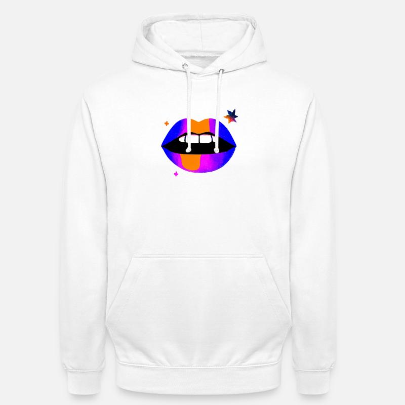 Neon Regenbogen Lippen - Unisex Hoodie - Weiß