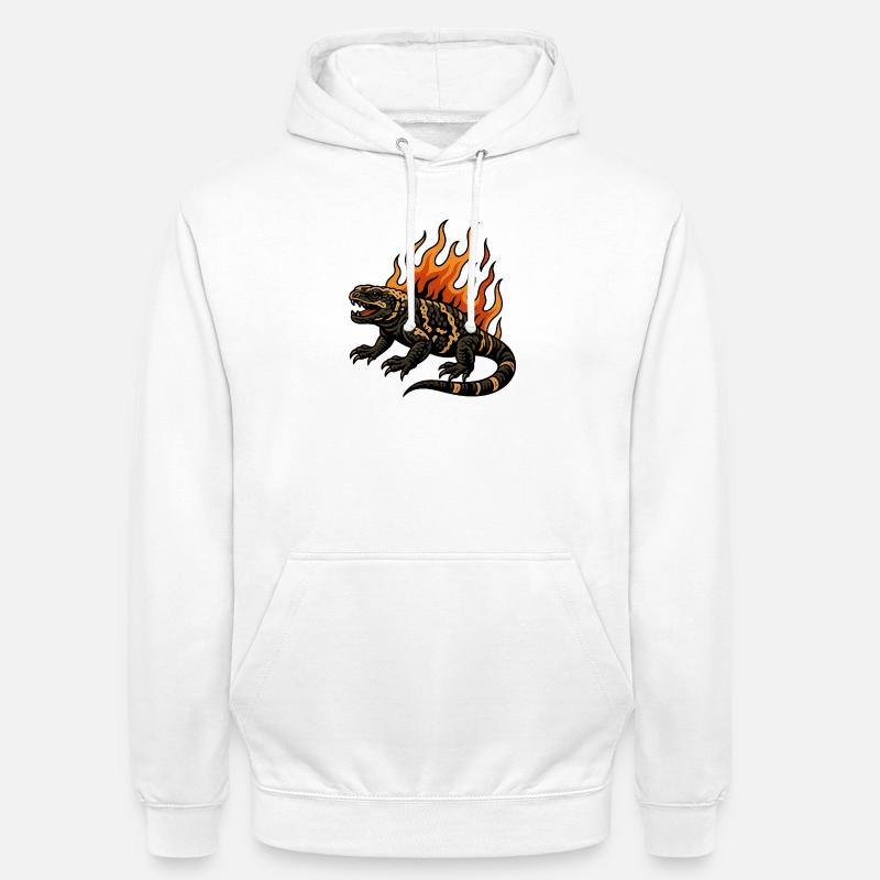 Flammen Gila-Krustenechse - Unisex Hoodie - Weiß