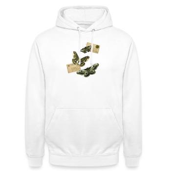 Vintage Butterflies Postcard Pattern - Unisex Hoodie - white - Front - AI Model Male 185 dark (185cm) & AI Model Female 172 dark (172cm)
