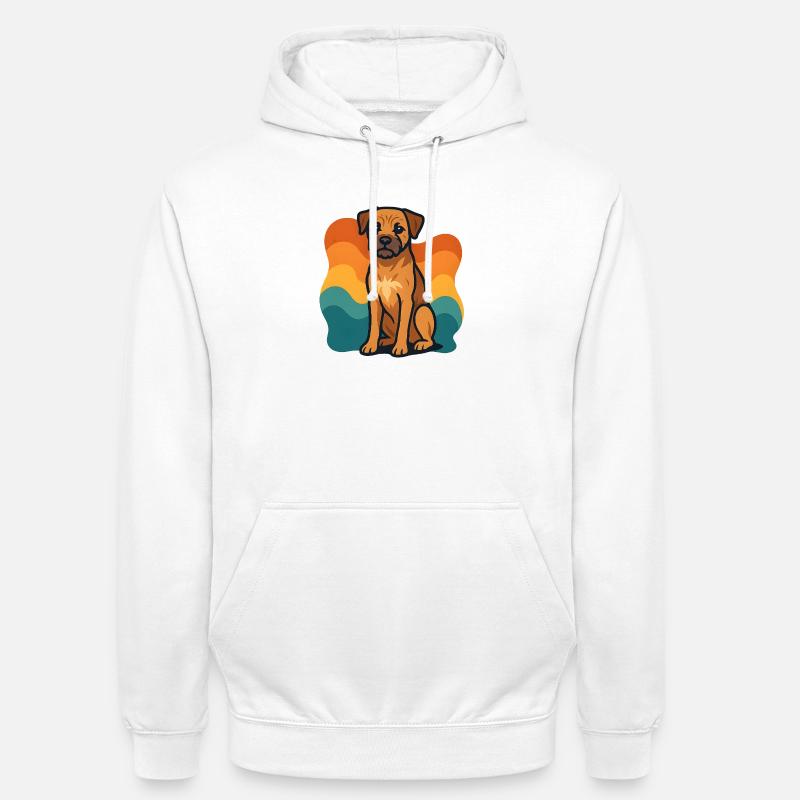 Colorful Border Terrier Dog with Wave Pattern - Unisex Hoodie - white