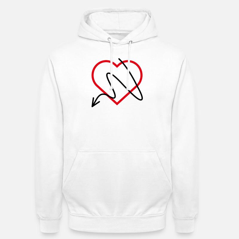 Rødt hjerte med pil - Unisex-hettegenser - hvit
