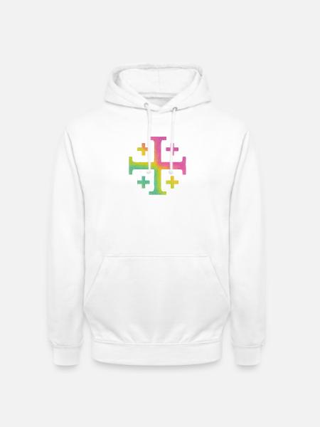 Kairos Cross (Jerusalem Cross) – Spring Meadow - Unisex Hoodie - white