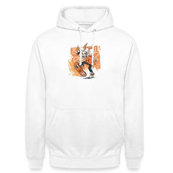 Skater Imp on Orange Graffiti - Unisex Hoodie - white - Front - AI Model Male 185 dark (185cm) & AI Model Female 172 dark (172cm)