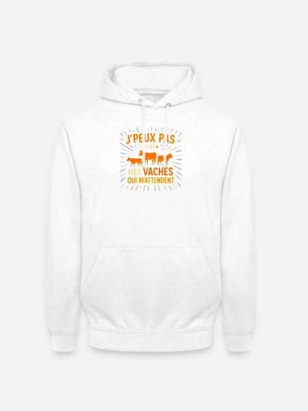 J'peux pas j'ai mes vaches - Sweat-shirt à capuche unisexe - blanc