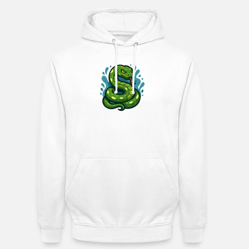 Green Tree Python Snake in Wave - Unisex Hoodie - white