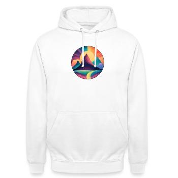 Berge in der leuchtenden Sonne - Unisex Hoodie - Weiß - Vorne - AI Model Male 185 dark (185cm) & AI Model Female 172 dark (172cm)