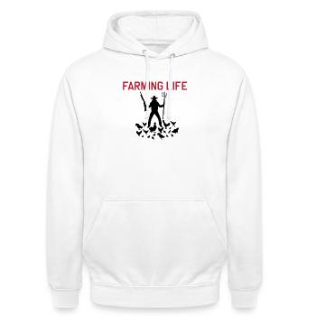 New Design Crazy Farmer In Red Black - Unisex Hoodie - white - Front - AI Model Male 185 dark (185cm) & AI Model Female 172 dark (172cm)