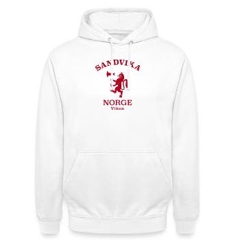 Sandvika Norge, Norvège - Sweat-shirt à capuche unisexe - blanc - Devant - AI Model Male 185 dark (185cm) & AI Model Female 172 dark (172cm)