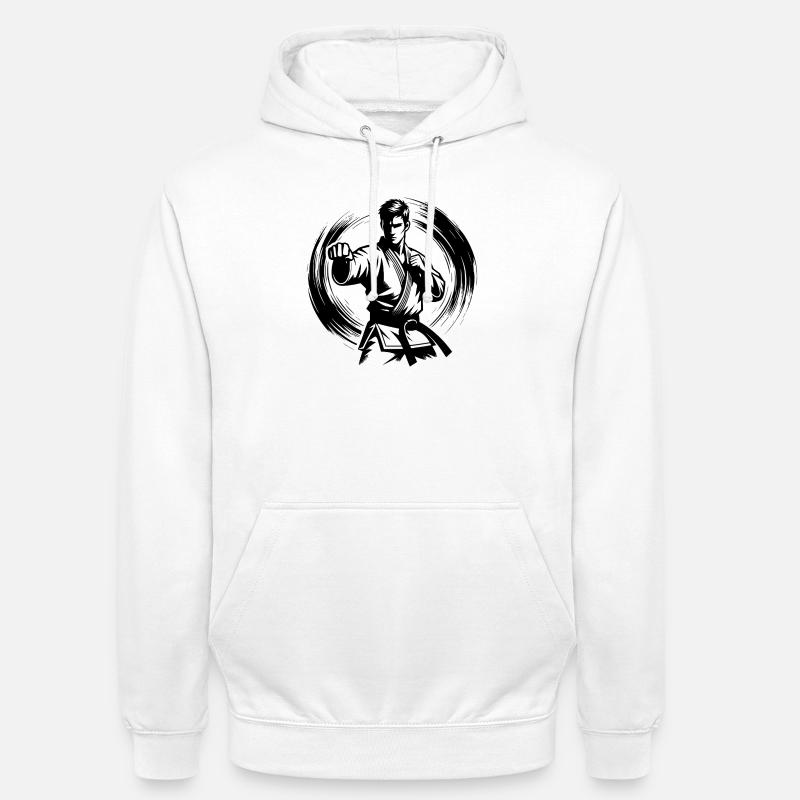 Dynamische Kampfpose Perfekte Karate Silhouette - Unisex Hoodie - Weiß