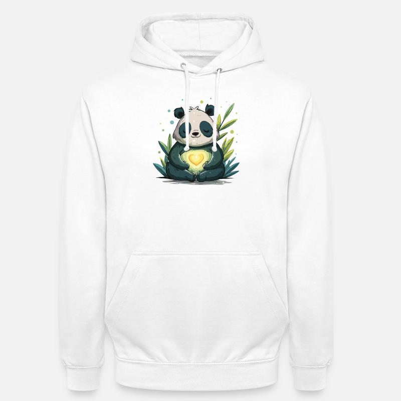 Panda Hjerte-lampe - Hættetrøje unisex - hvid